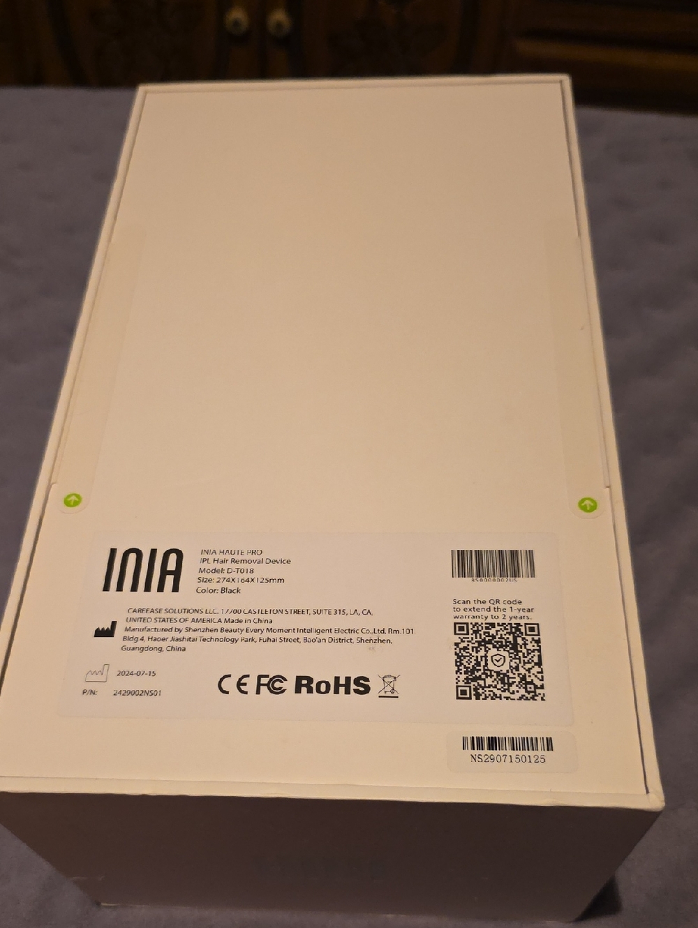 INIA Laser Black Hair Removal Device Box